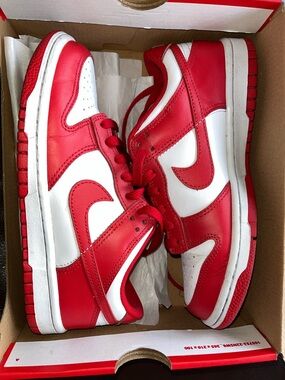 Nike Kids Red and White Low-Top Sneakers